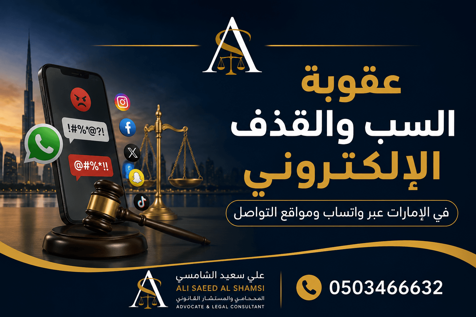 عقوبة السب والقذف الإلكتروني في الإمارات عبر واتساب ومواقع التواصل